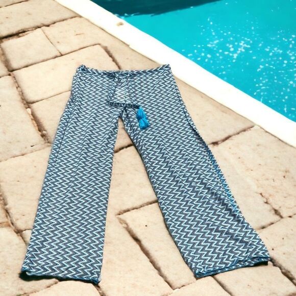 BECCA NWT WOMENS SMALL PANTS SWIMSUIT COVER UP WIDE OPEN SLIT LEG SHEER - Picture 2 of 6